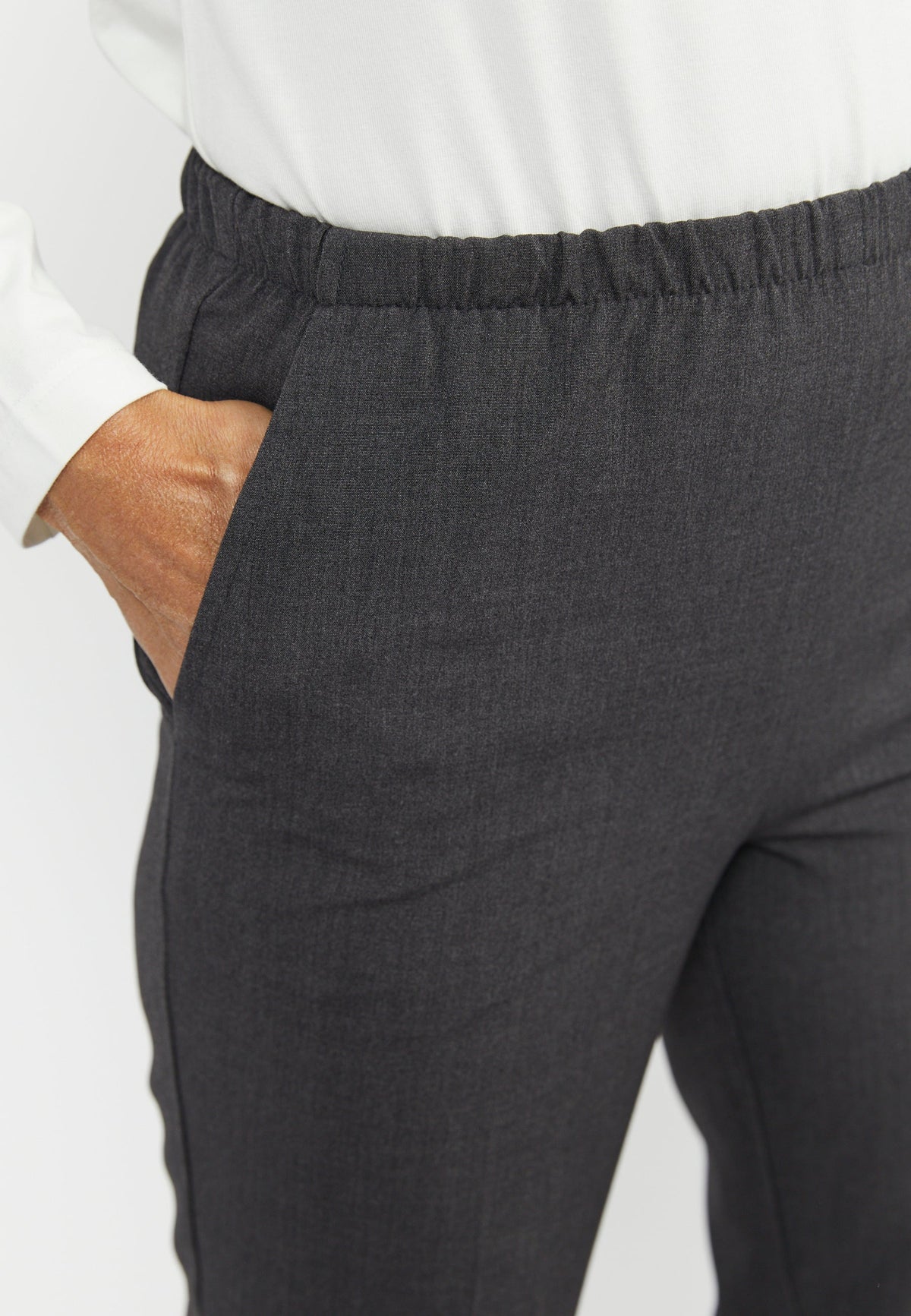 Sofie Bukser - Grå Meleret - Slim Fit / Elastik i Taljen