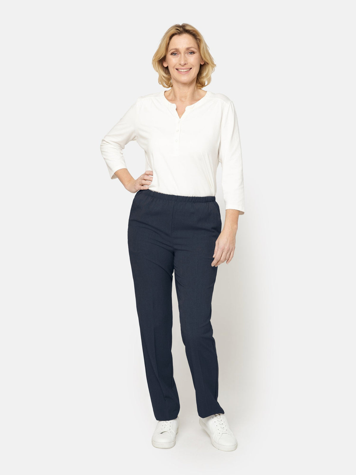 Sofie Bukser - Navy - Slim Fit / Elastik i Taljen