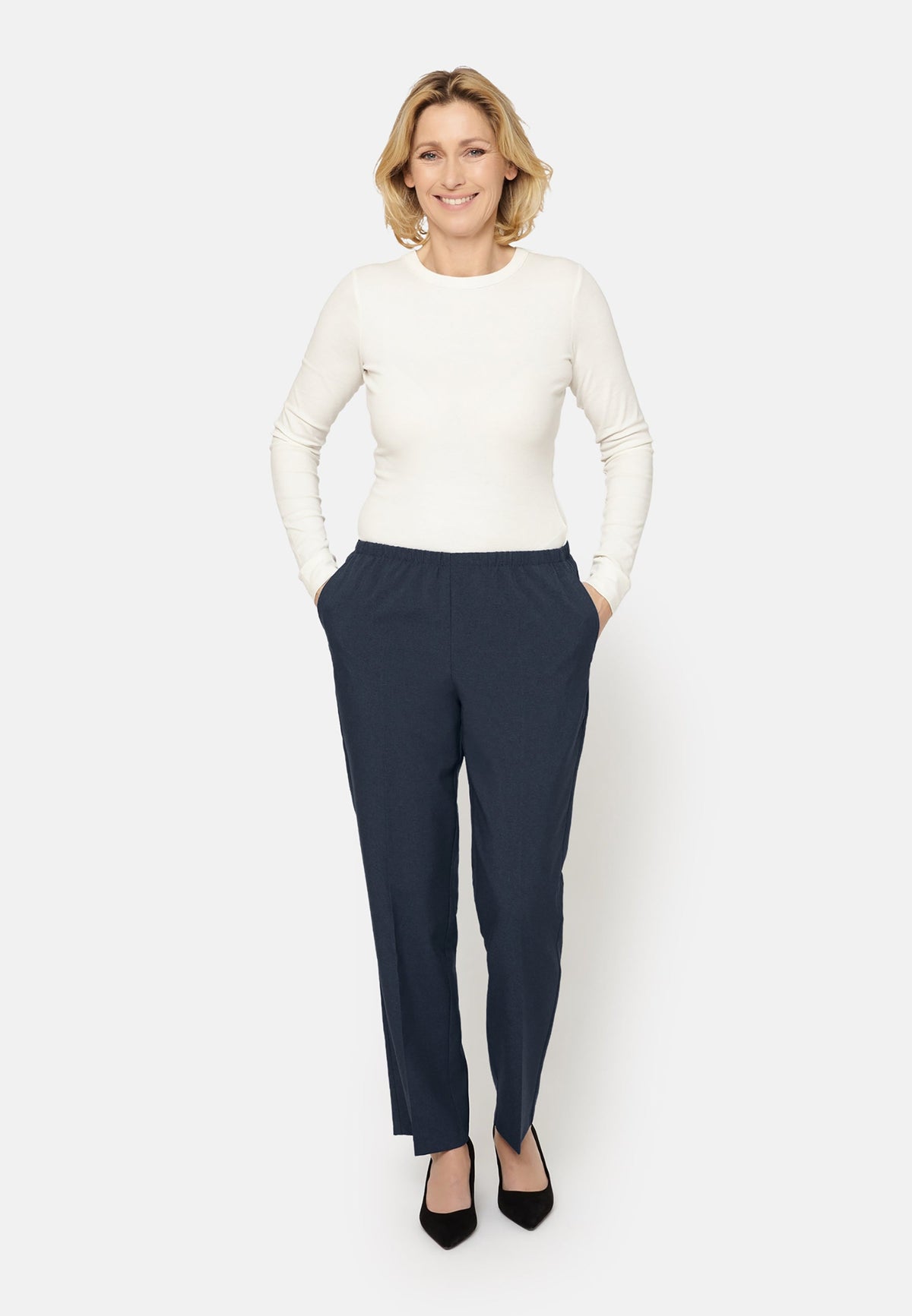 Anna Bukser - Navy - Regular Fit - Ekstra Kort