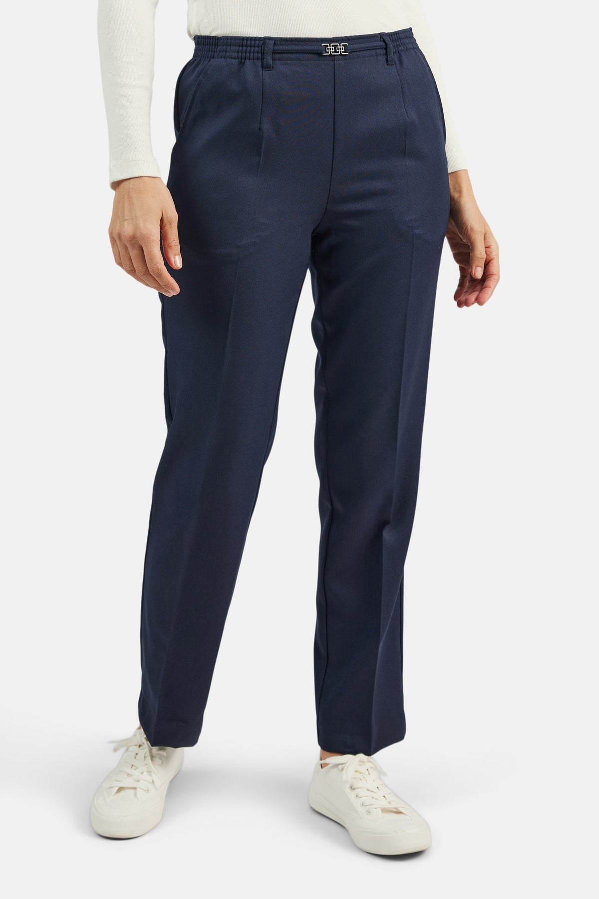 Anna Bukser - Navy - Regular Fit - Elastik i Taljen