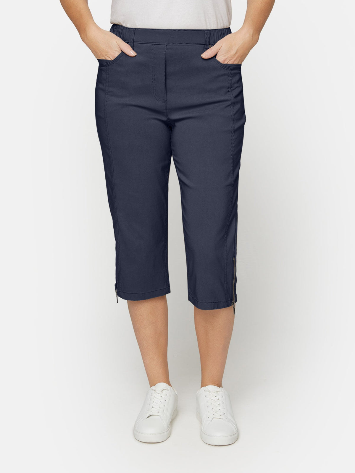 Capri Bukser - Navy - Lynlås Detalje