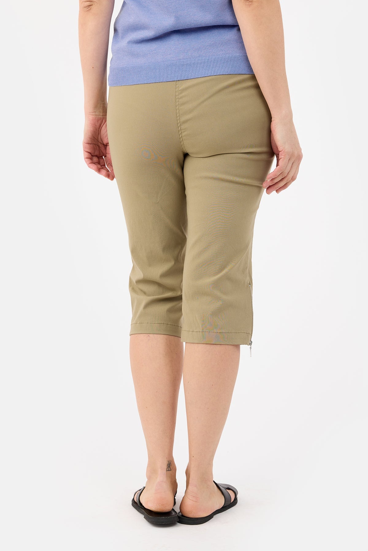 Capri Bukser - Khaki - Elastik i Taljen