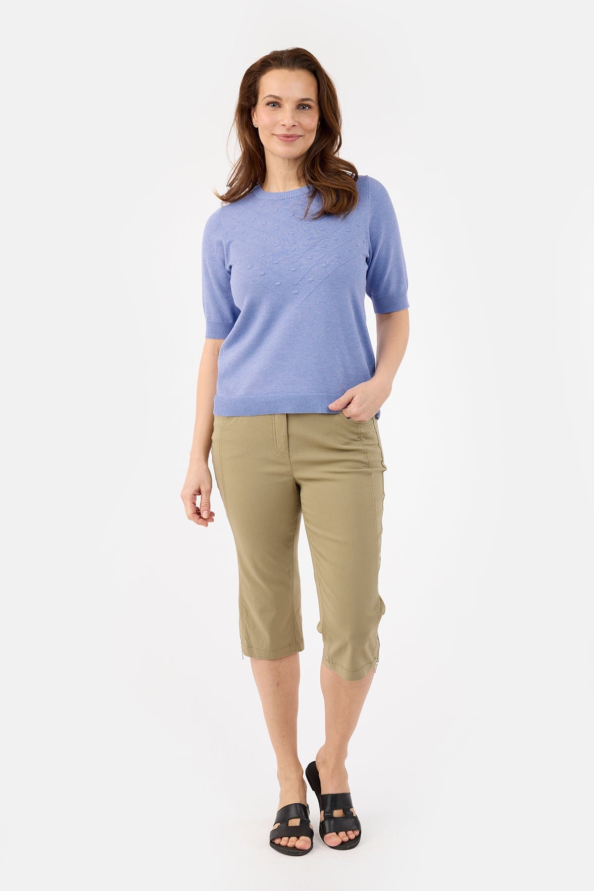 Capri Bukser - Khaki - Elastik i Taljen