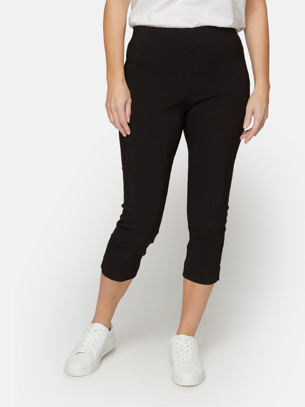 Capri Leggings - Sort - Elastik i Taljen