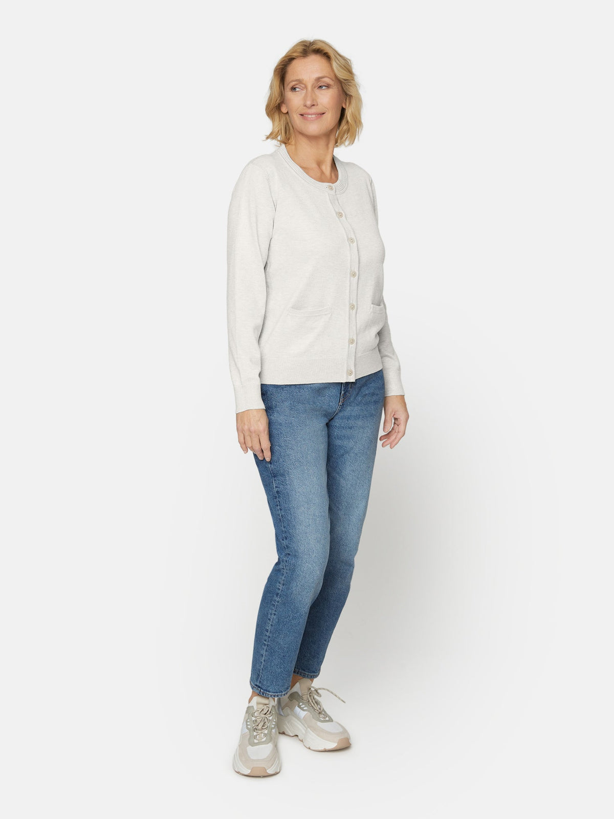 Cardigan Med Lomme - Råhvid