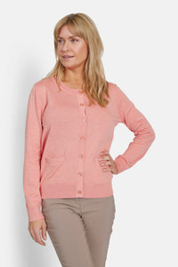 Langærmet Cardigan - Koral - Lommer