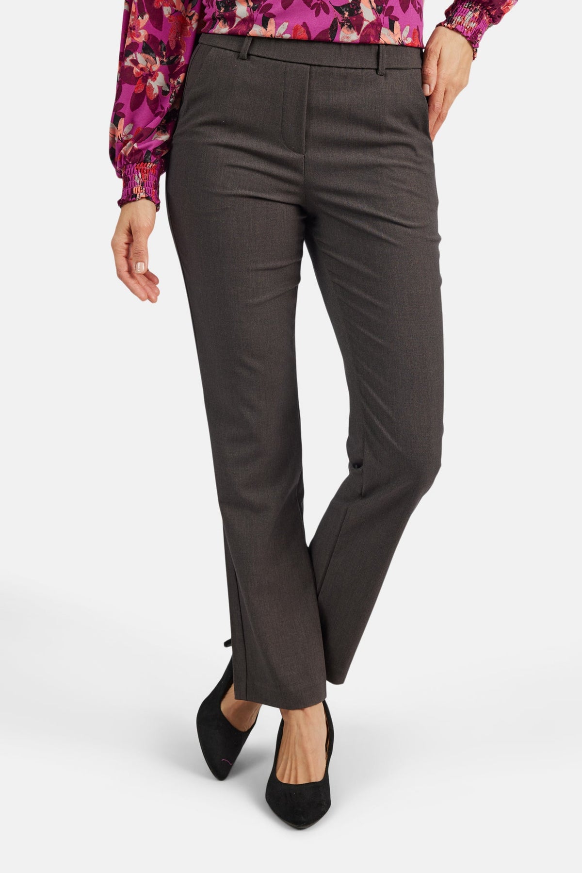 Sofie Bukser - Kold Brun - Slim Fit / Elastik i Taljen