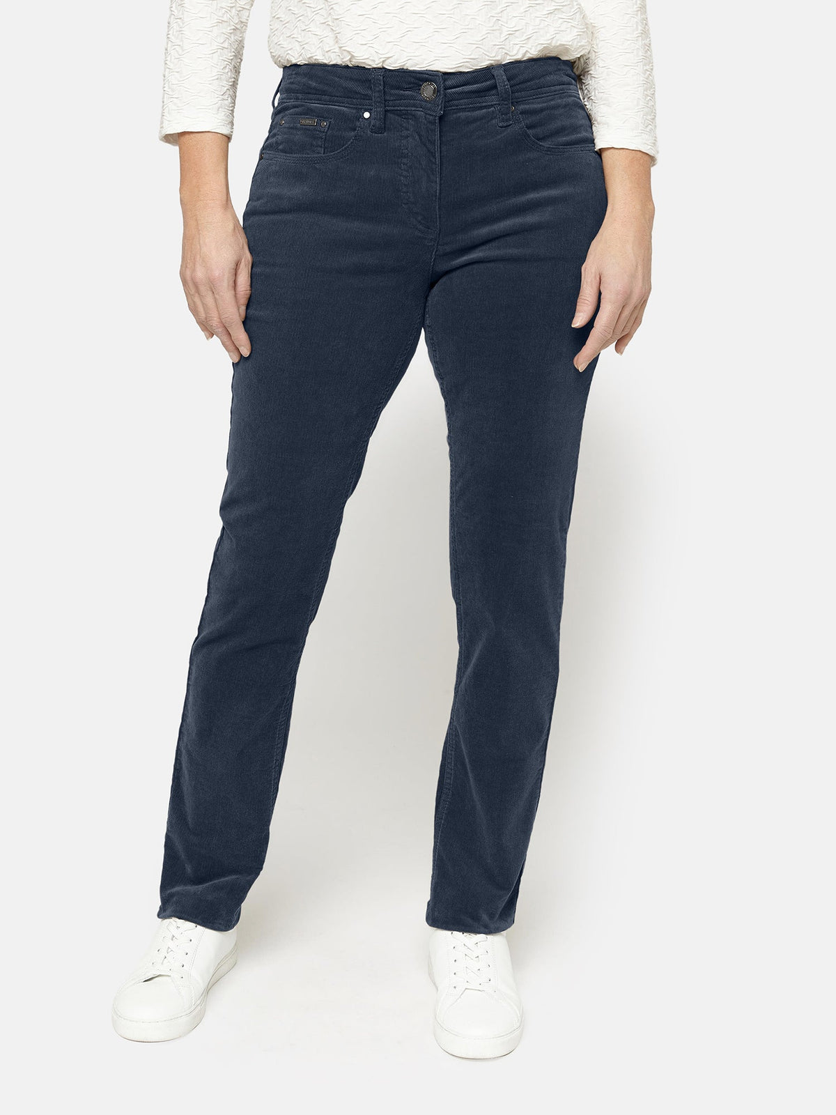 Madelaine Fløjlsbukser - Navy - Straight Fit