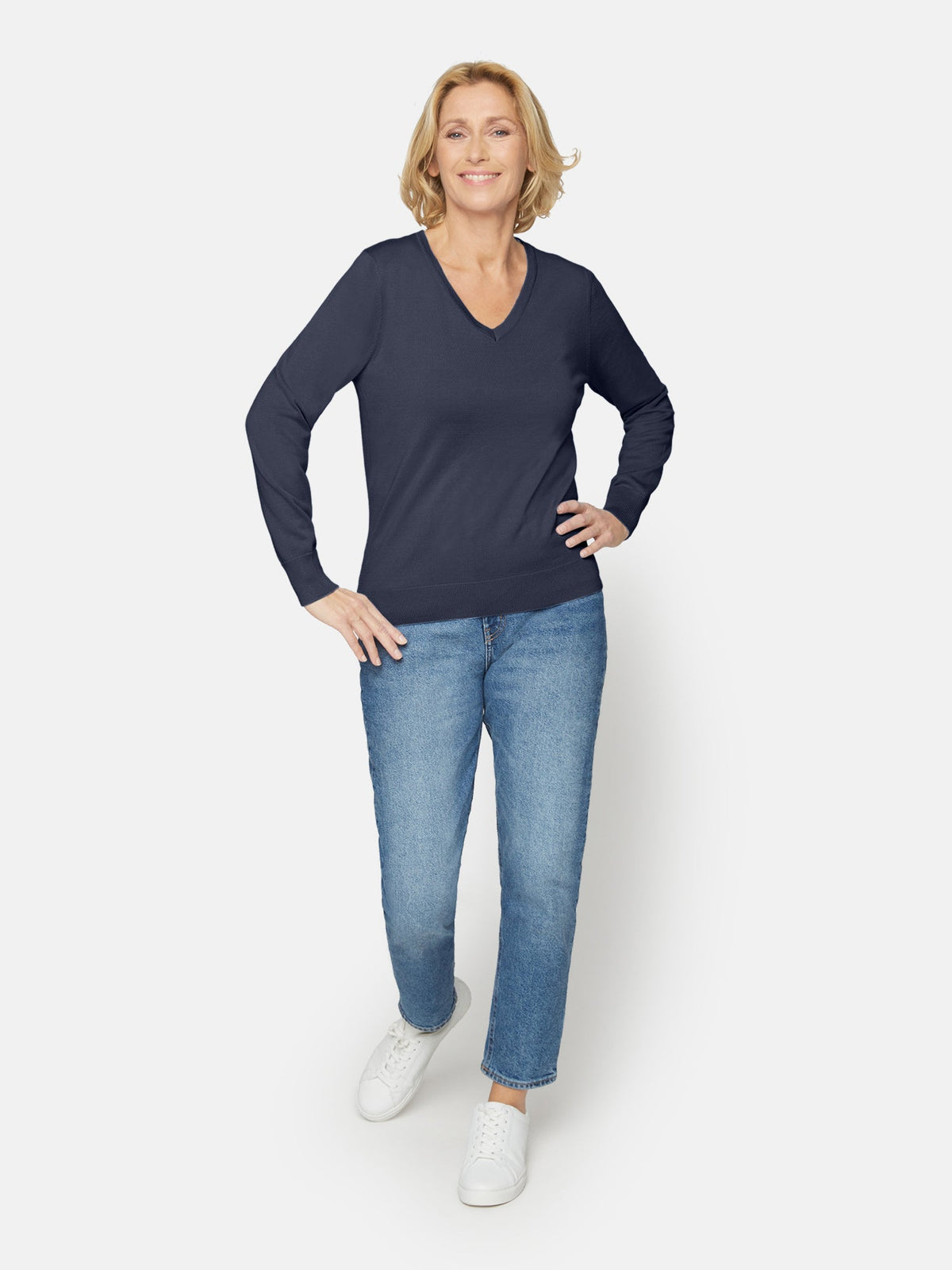Strik Med V-hals - Navy