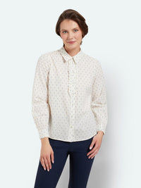 Skjorte - Råhvid - Flæser - Prikket
