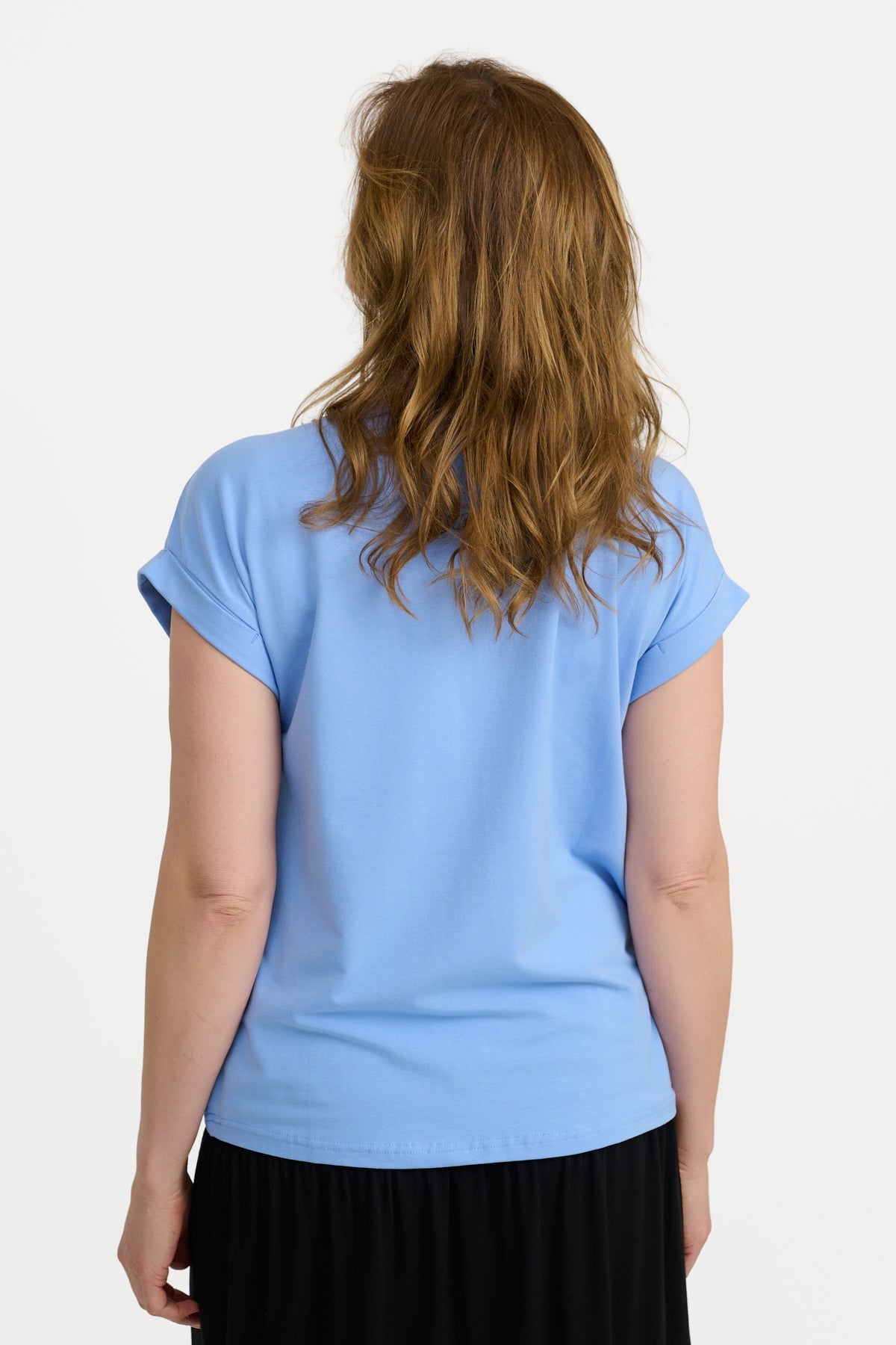 Kortærmet T-shirt - Lyseblå - Med Opsmøg