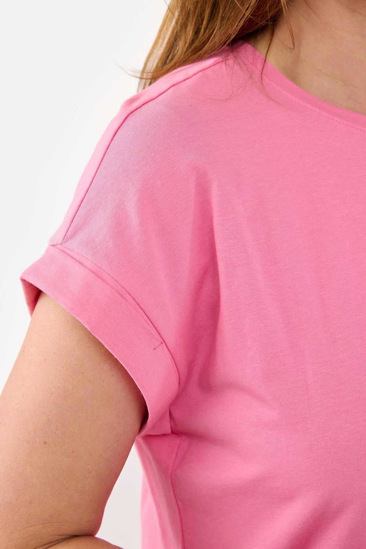 Kortærmet T-shirt - Pink - Med Opsmøg