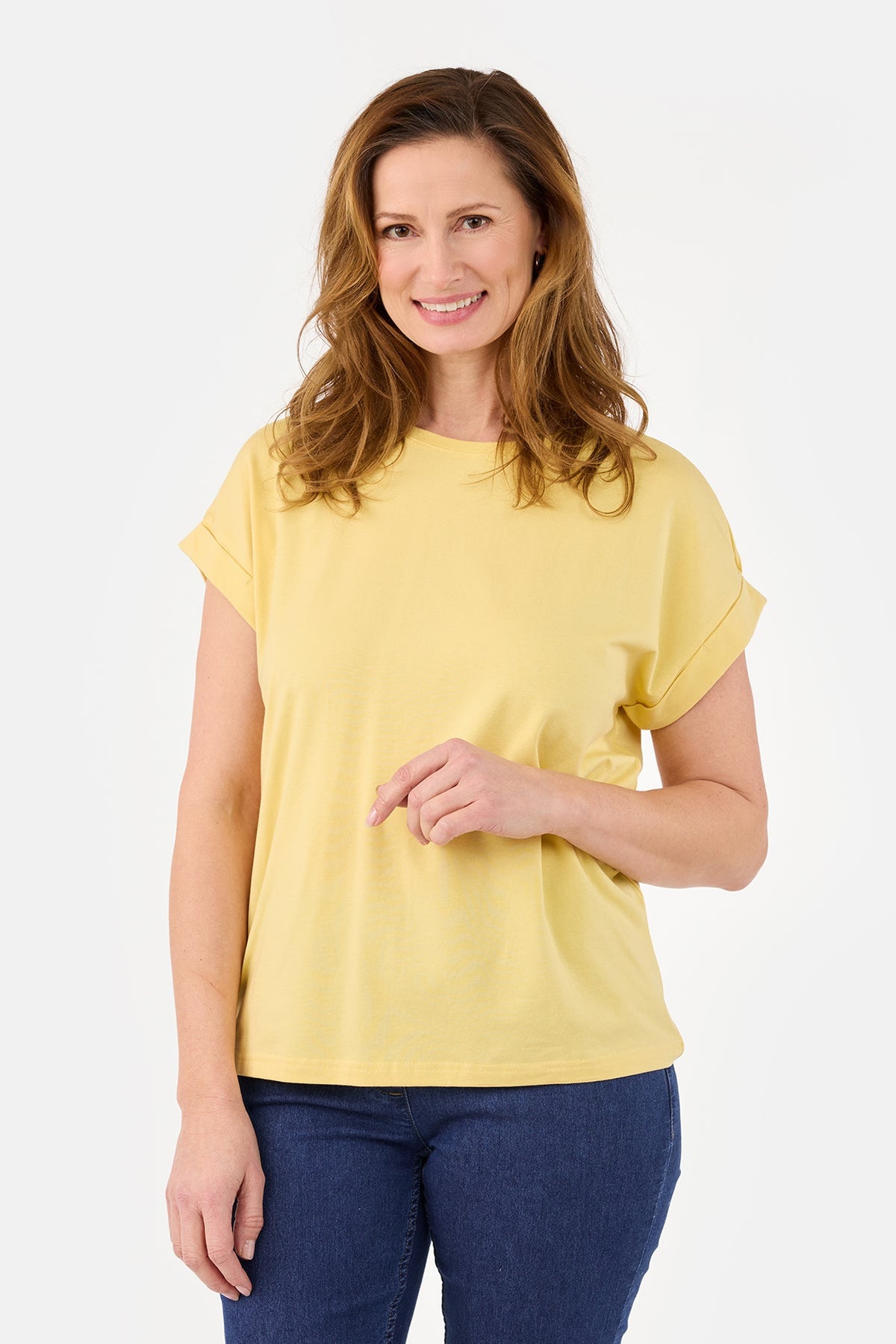 Kortærmet T-shirt - Gul - Med Opsmøg