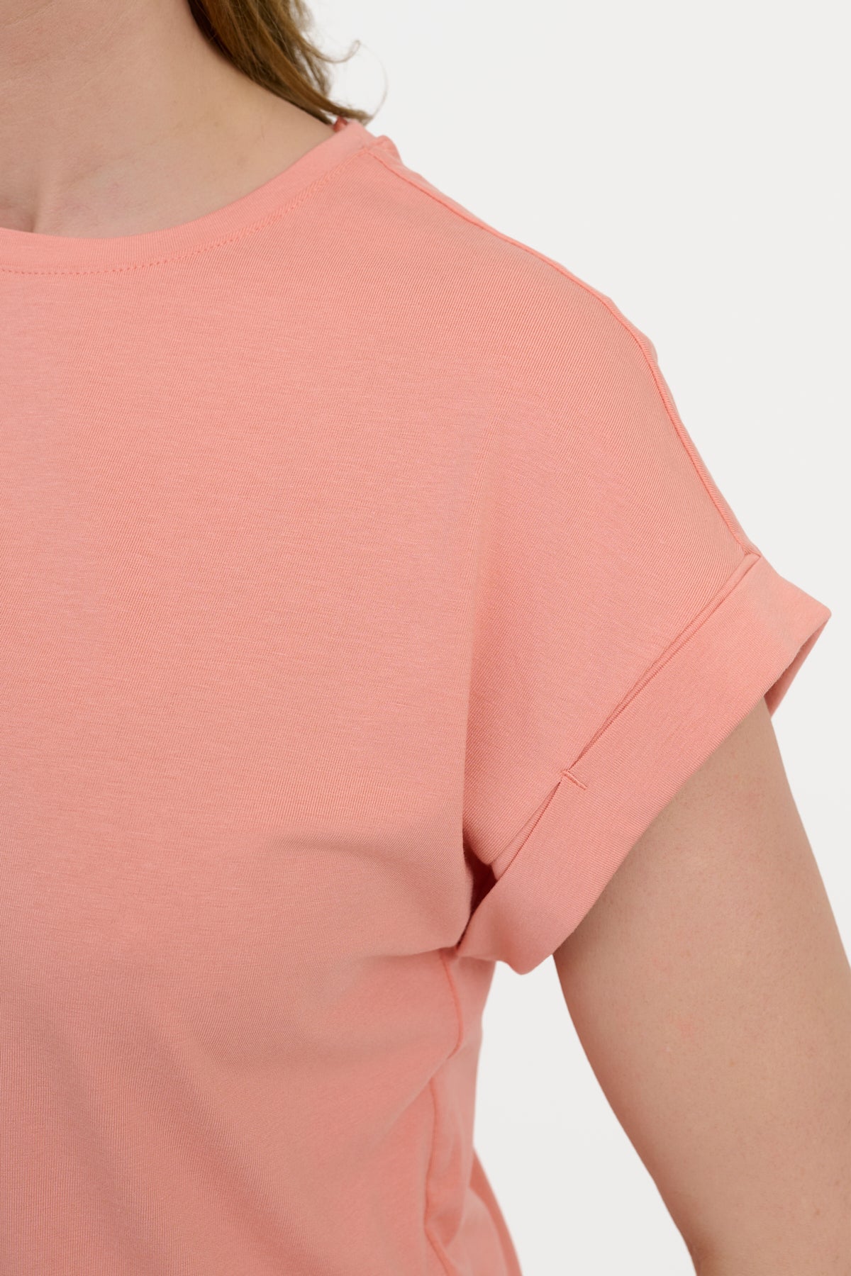 Kortærmet T-shirt - Lys Koral - Med Opsmøg