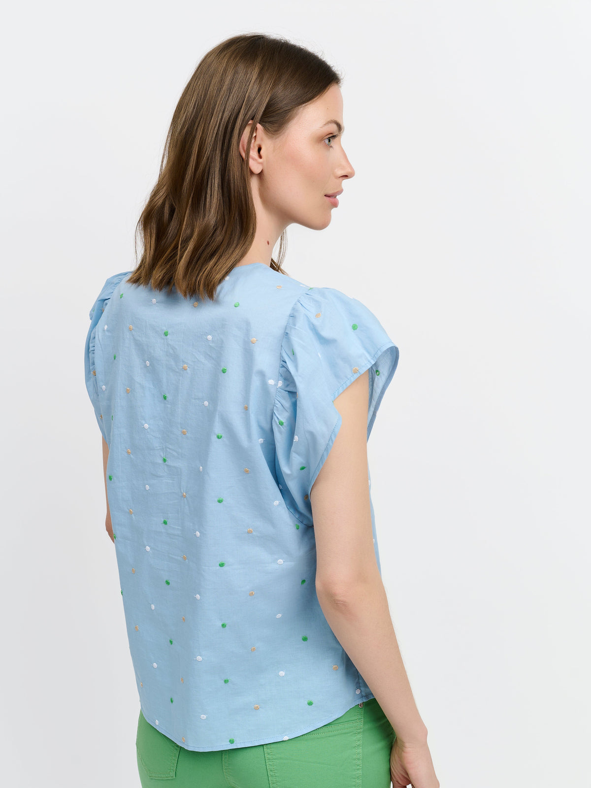 Bluse - Lys Blå - Prikket