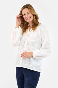 Bluse - Hvid - Broderie Anglaise