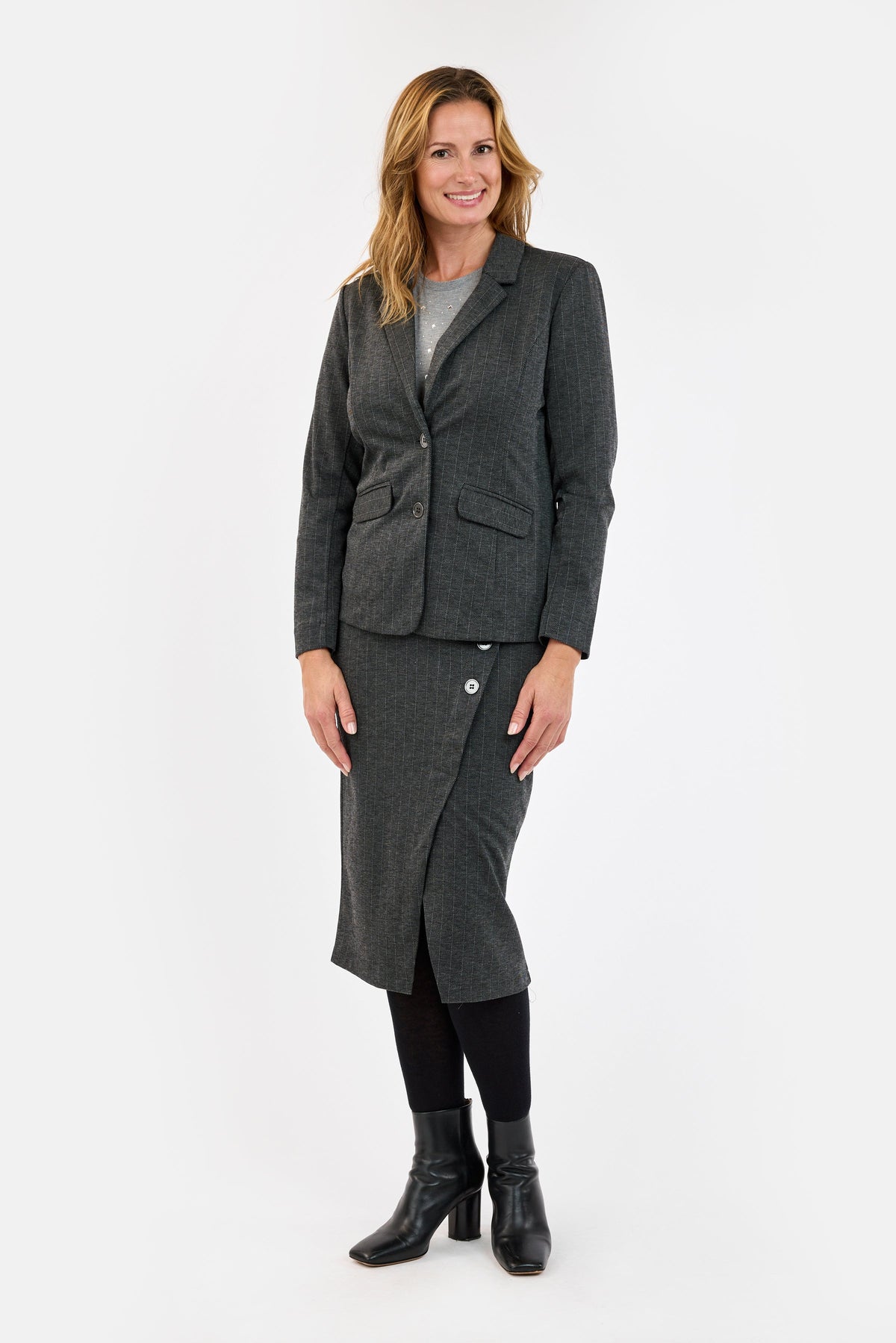 Blazer - Grå - Nålestribet