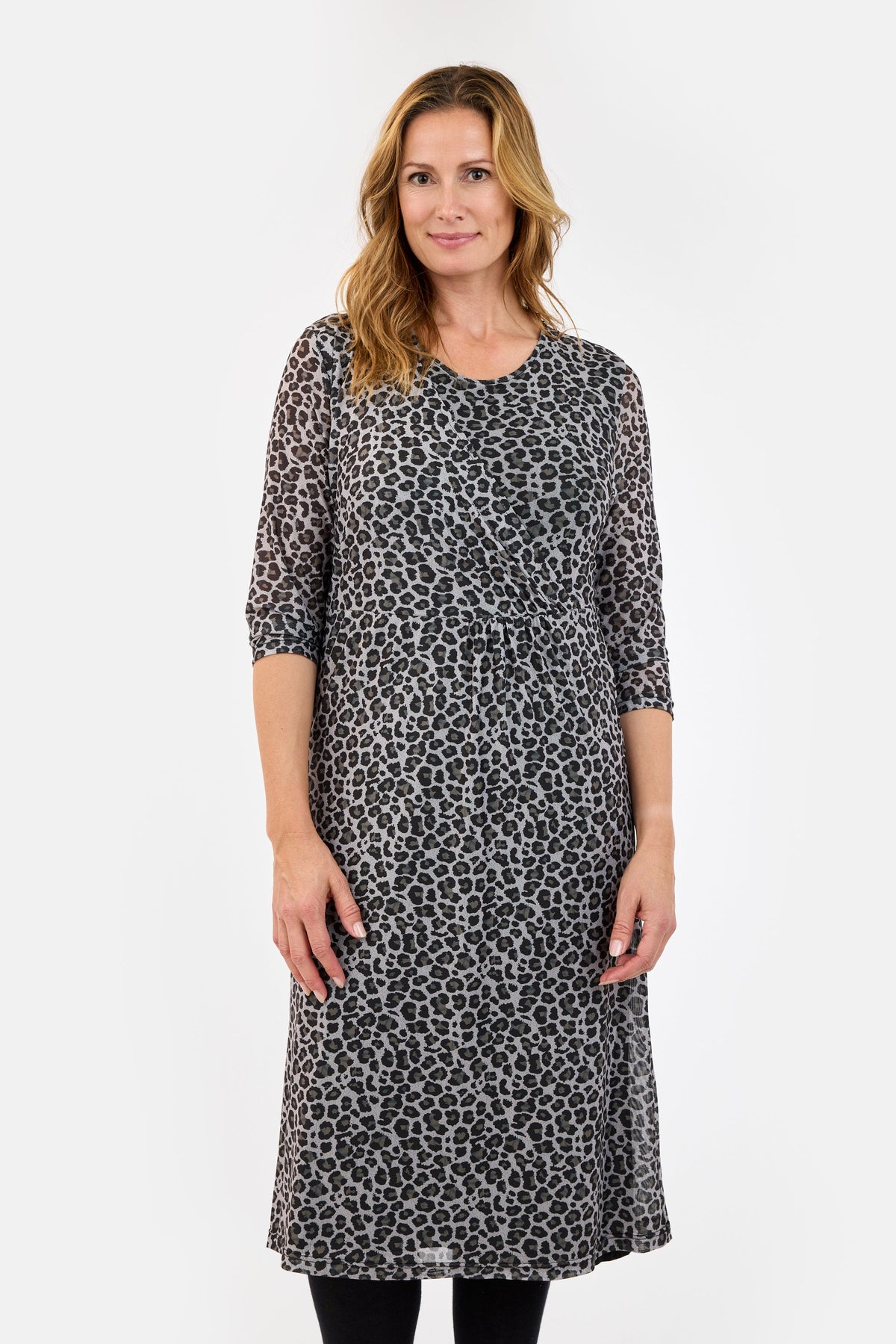 Kjole - Grå Mix - Leopard Print / Mesh