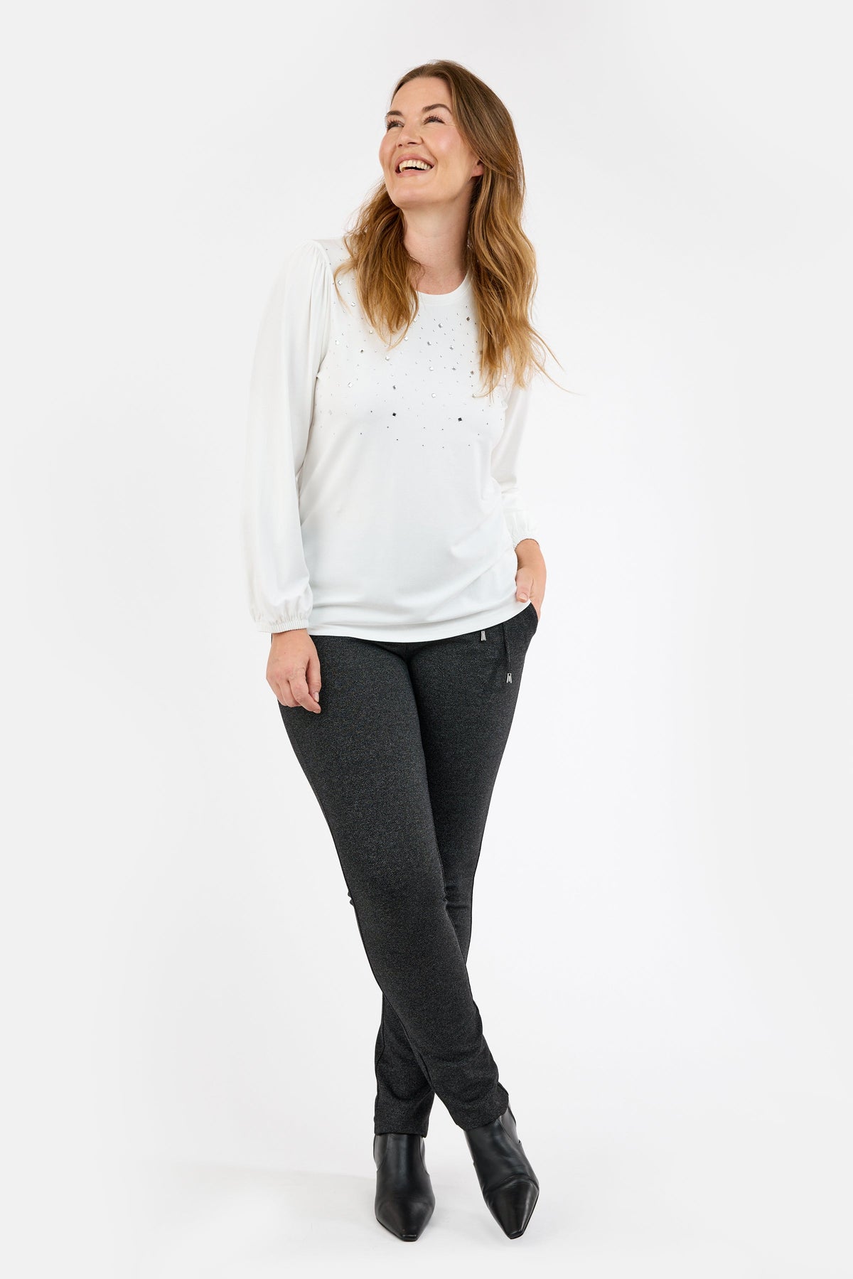Langærmet T-shirt - Råhvid - Similisten