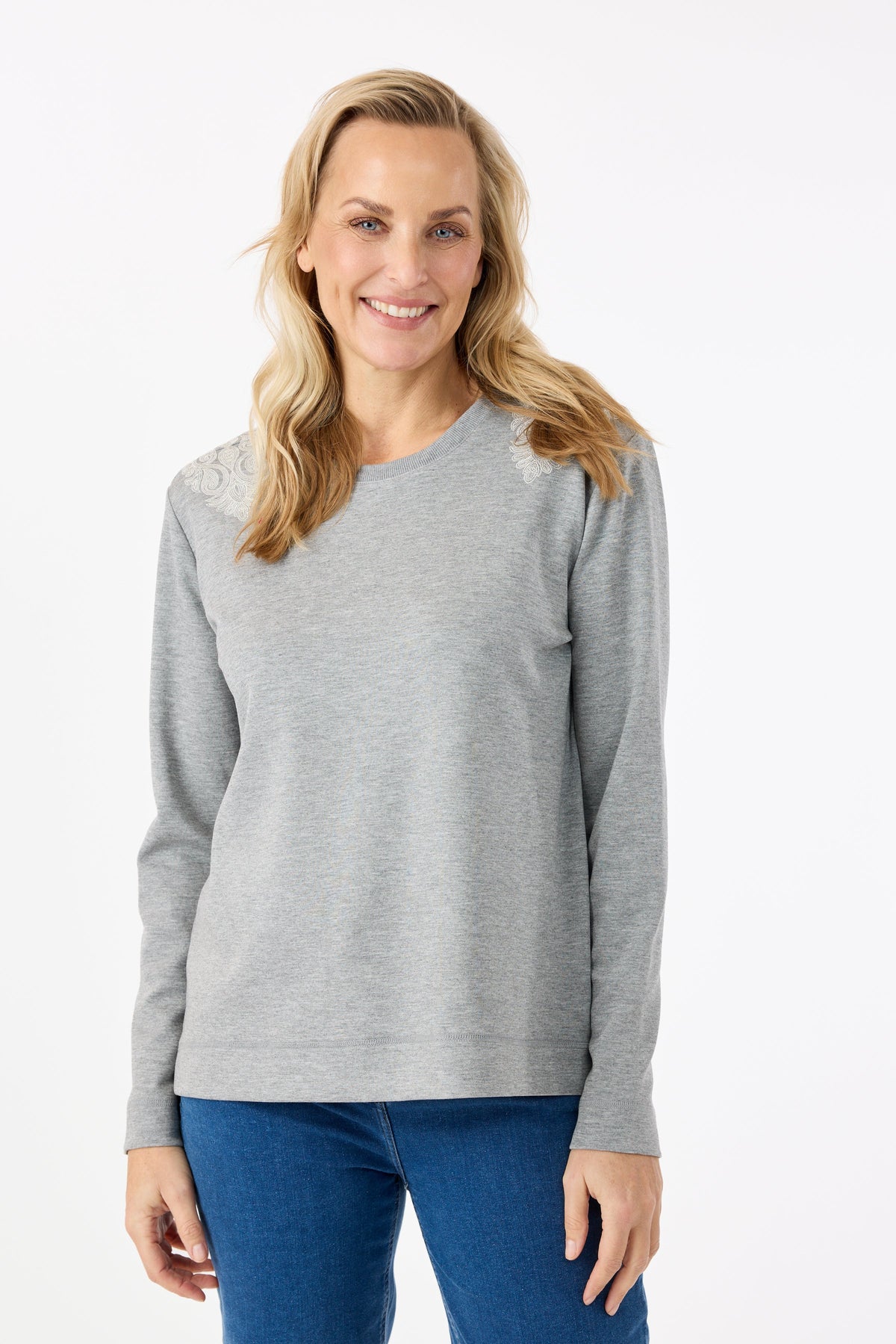Langærmet Sweatshirt - Grå - Blonde Detalje