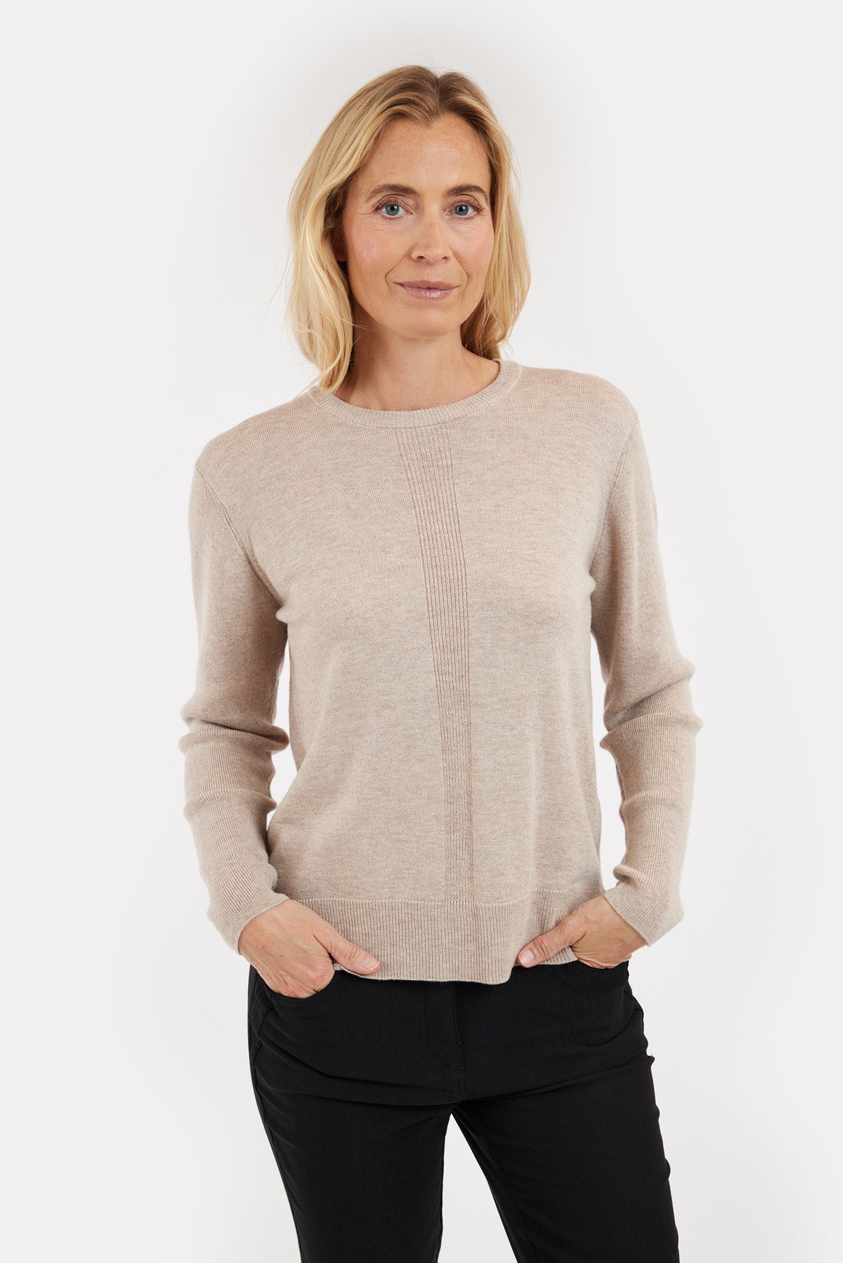 Langærmet Strik - Beige