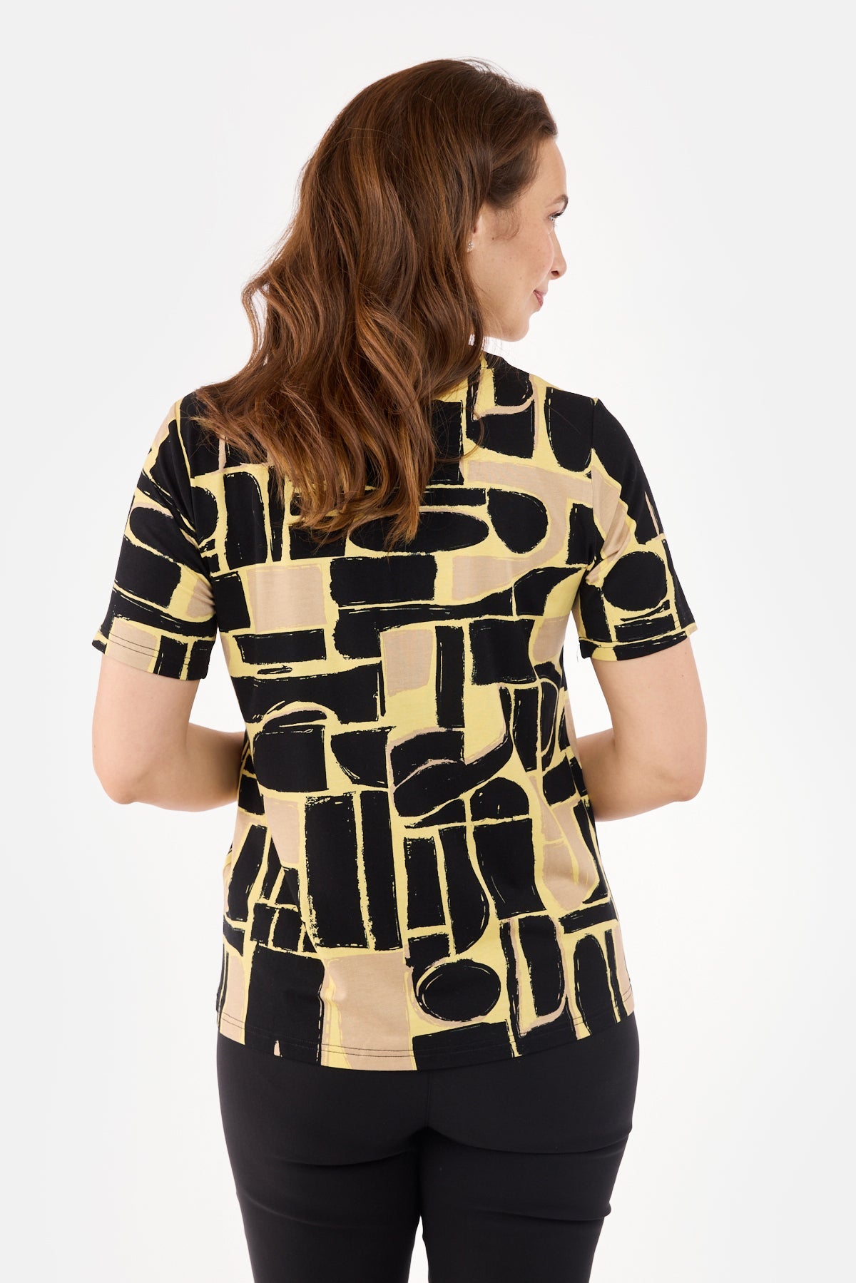 Kortærmet T-shirt - Gul / Sand Mix - Mønstret