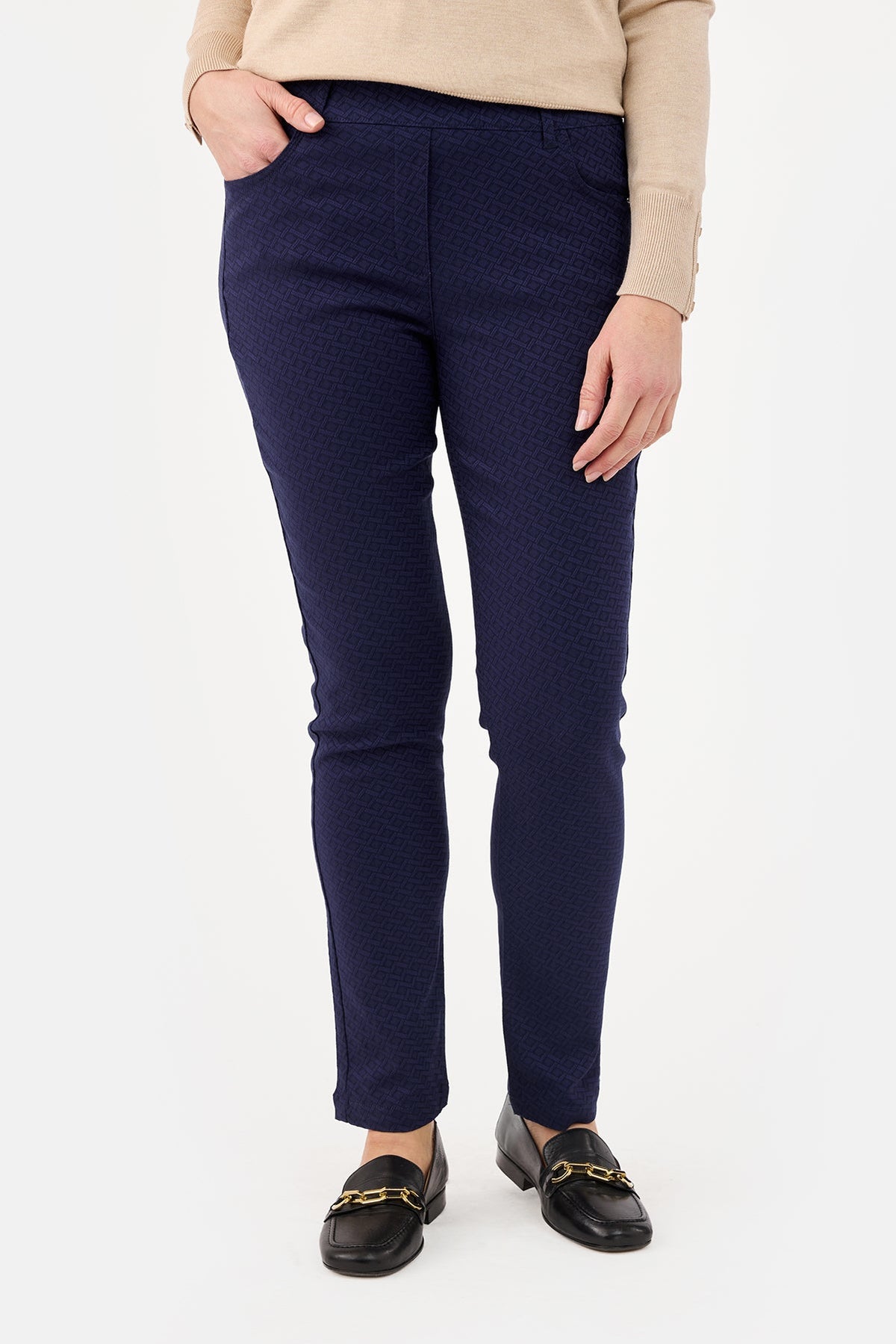 7/8 Bukser - Navy - Mønstret