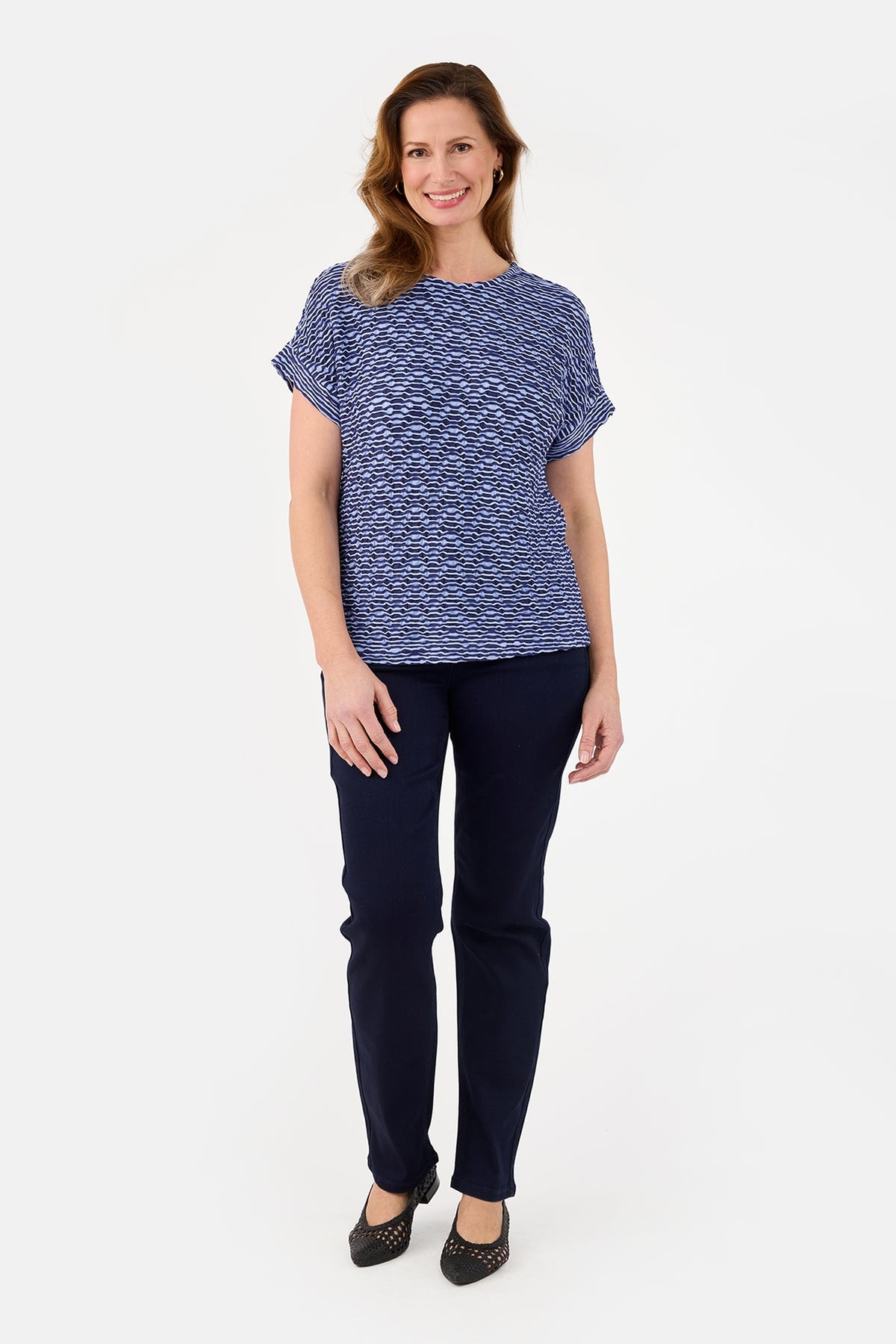 Kortærmet T-shirt - Blå Mix - Mønstret
