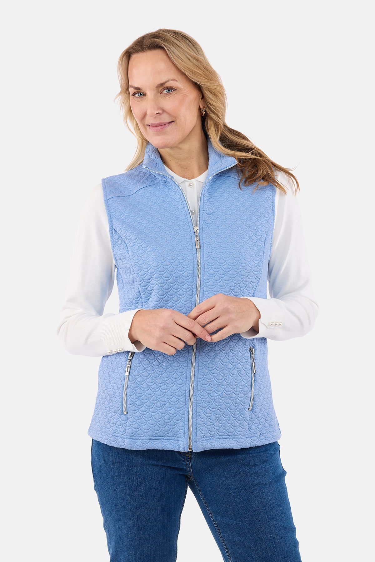 Vest - Lyseblå - Lynlåslommer