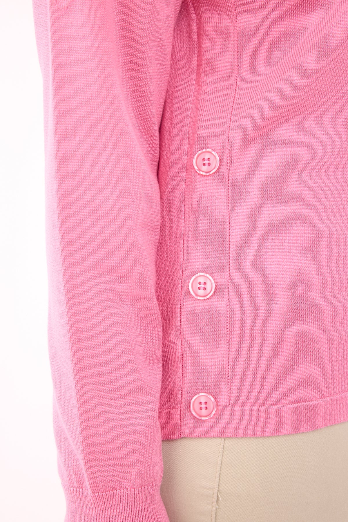 Langærmet Strik - Pink - Dekorative Knapper
