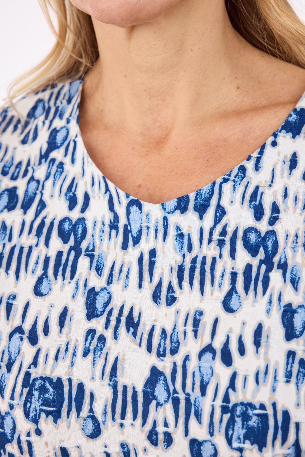 Kortærmet T-shirt - Blå - Elastik i Linning