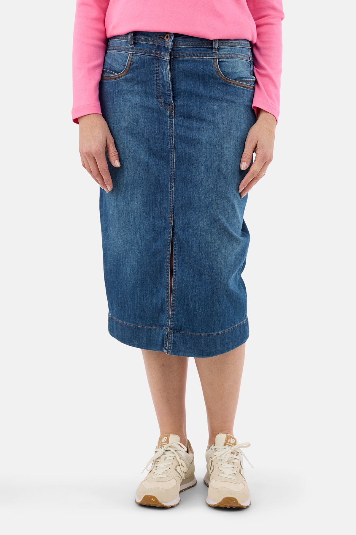 Denim Nederdel - Blå - Front Slids