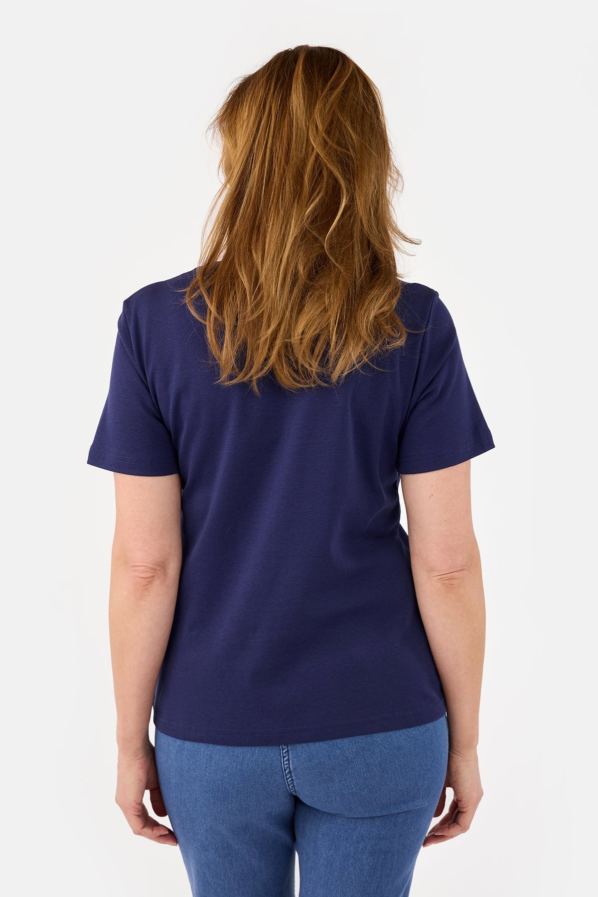 Kortærmet T-shirt - Navy - V-Hals