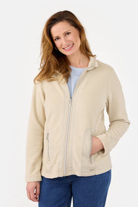 Fleece Jakke - Sand - Lynlåslukning
