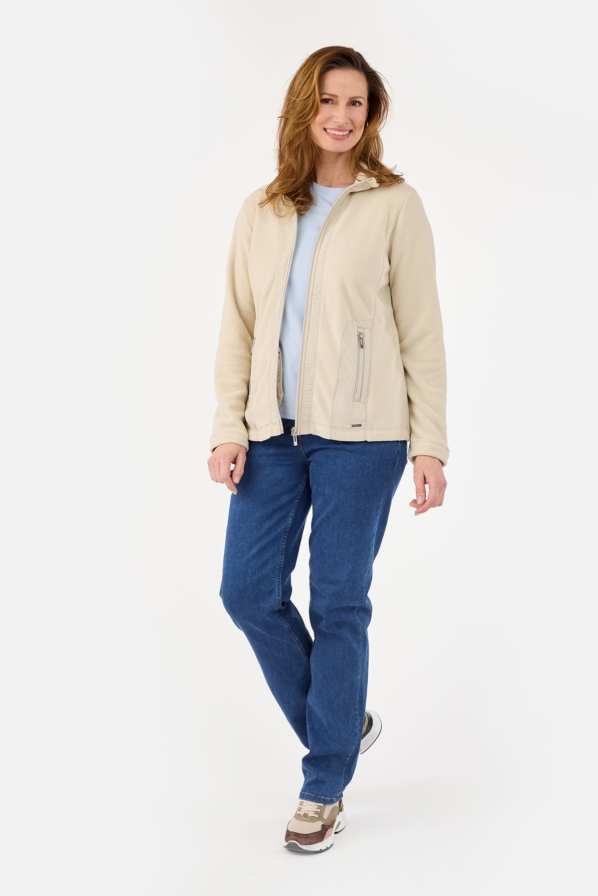Fleece Jakke - Sand - Lynlåslukning