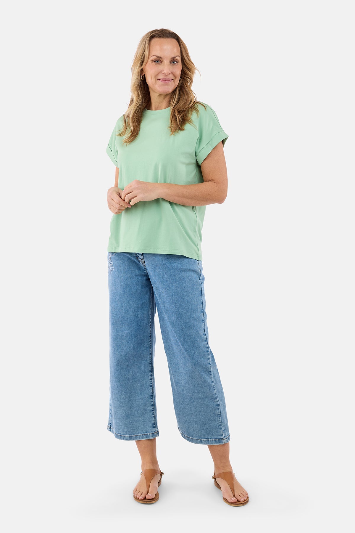 Capri Jeans - Blå - Broderidetalje