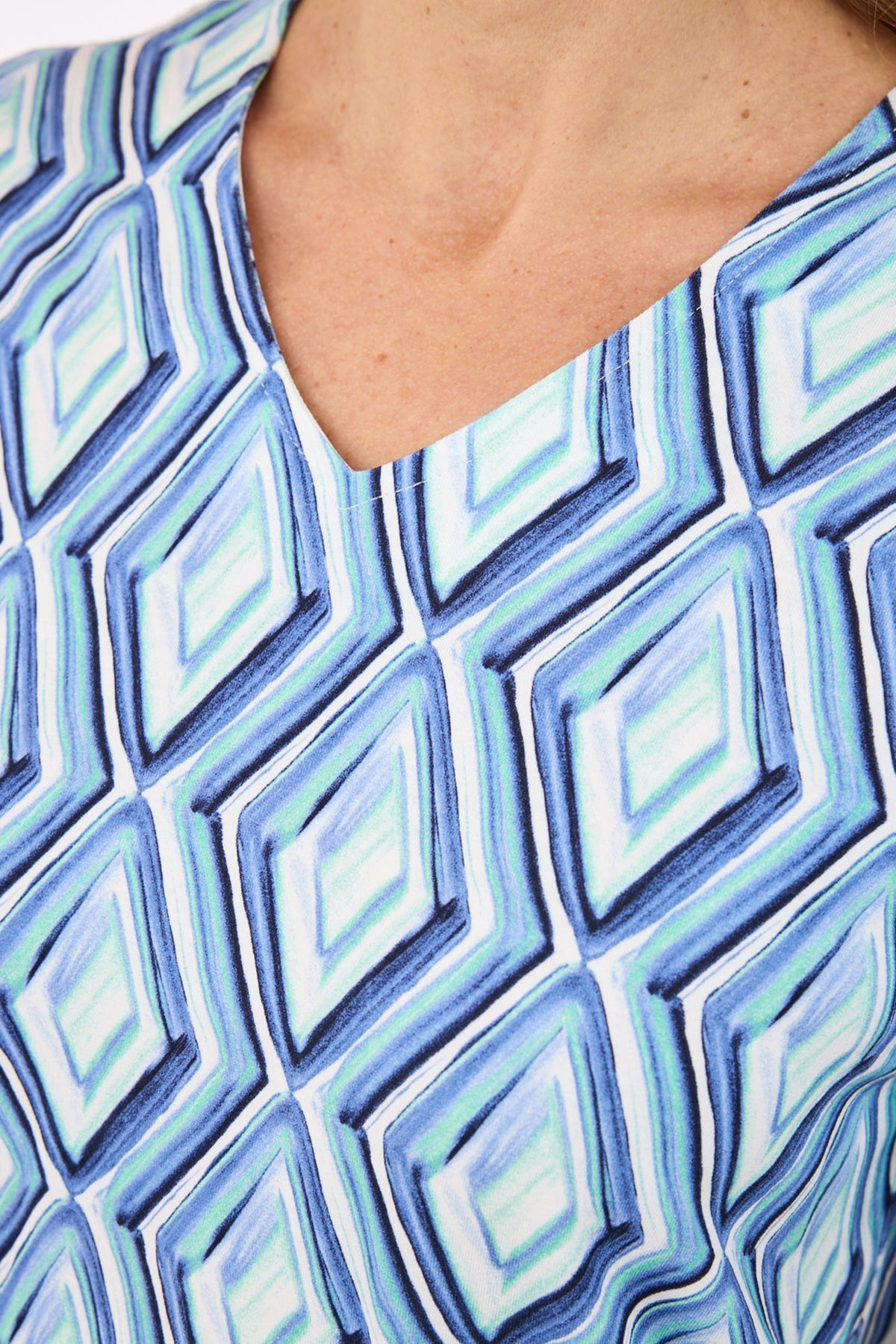 Kortærmet T-shirt - Blå Mix - V-Hals