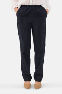 Anna Bukser - Navy - Regular Fit - Nålestribet