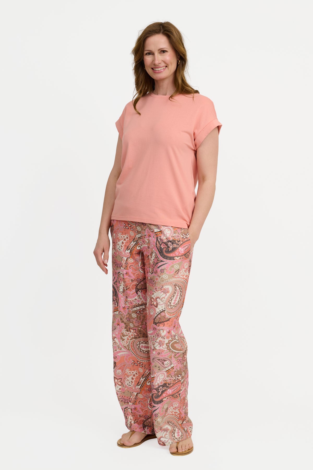 Bukser - Koral - Paisleyprint