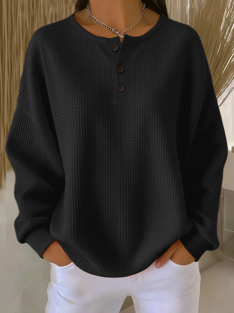 Tilde | Tekstureret henley-sweatshirt