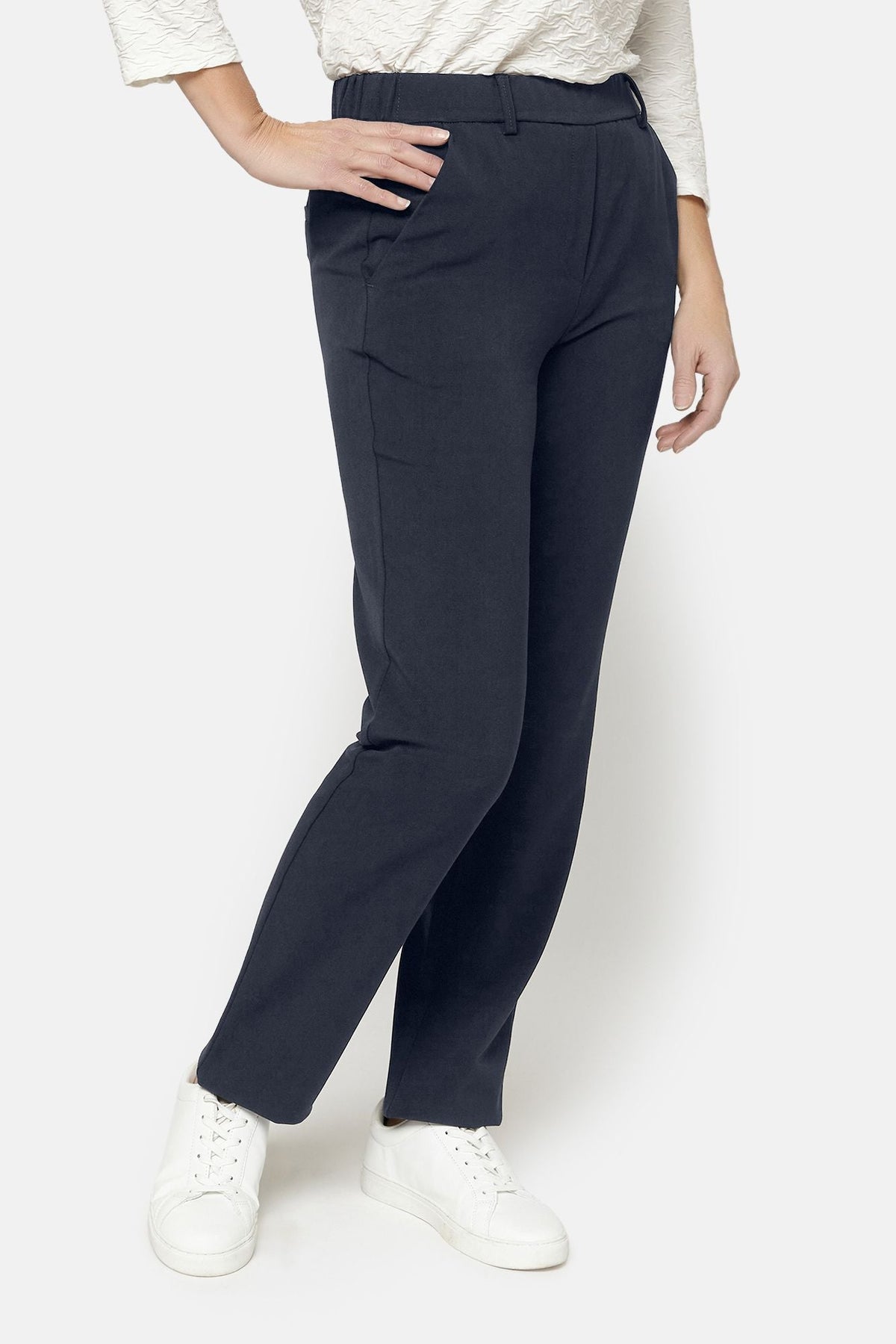 Sofie Bukser - Navy - Slim Fit / Elastik i Taljen