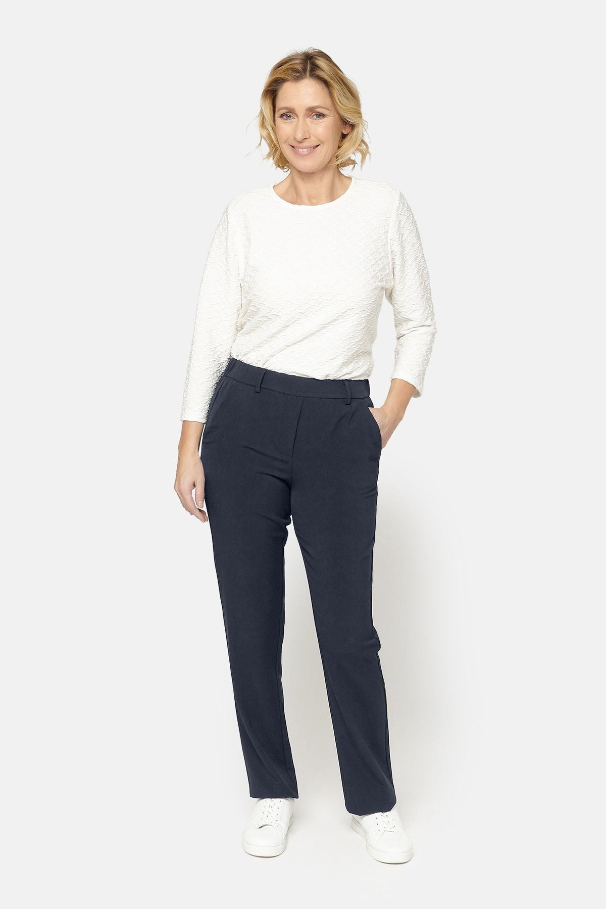 Sofie Bukser - Navy - Slim Fit / Elastik i Taljen