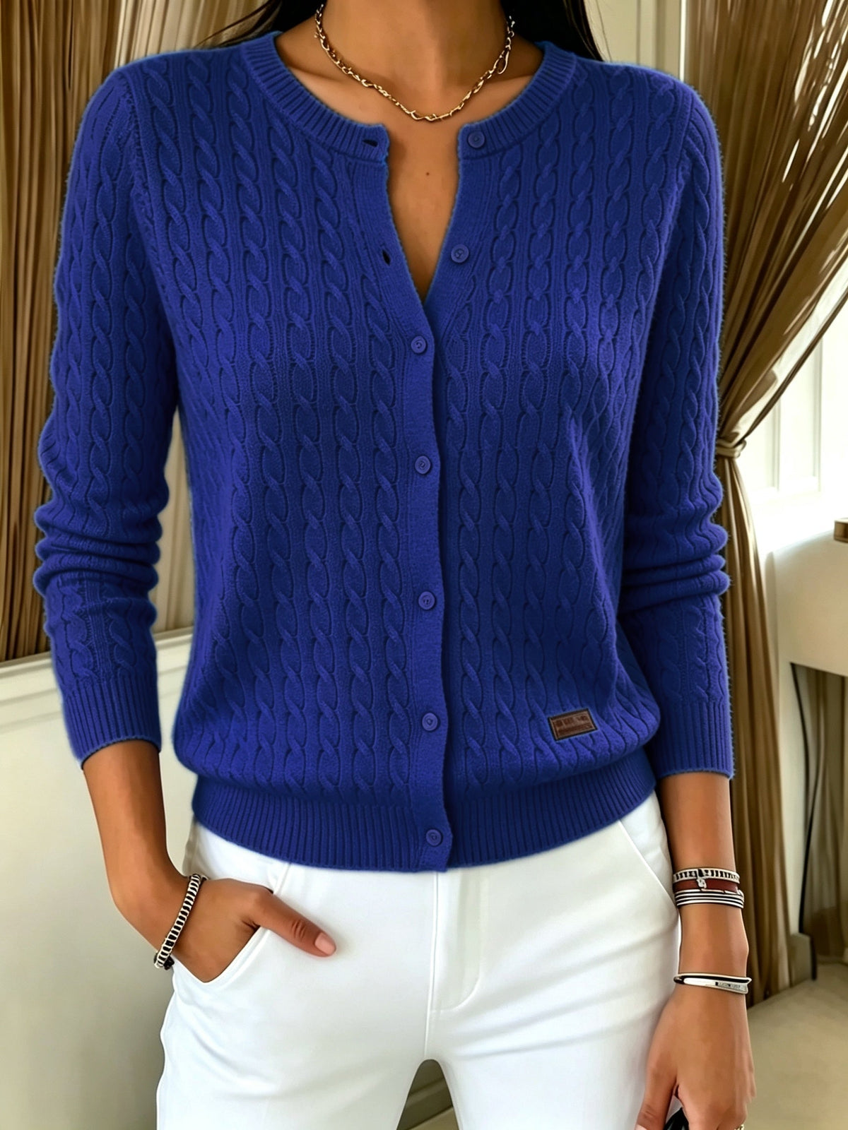 Tilde | Kabelstrikket cardigan med knap
