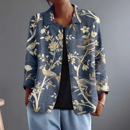 Oriella | Skjortebluse med fugle- og grenprint