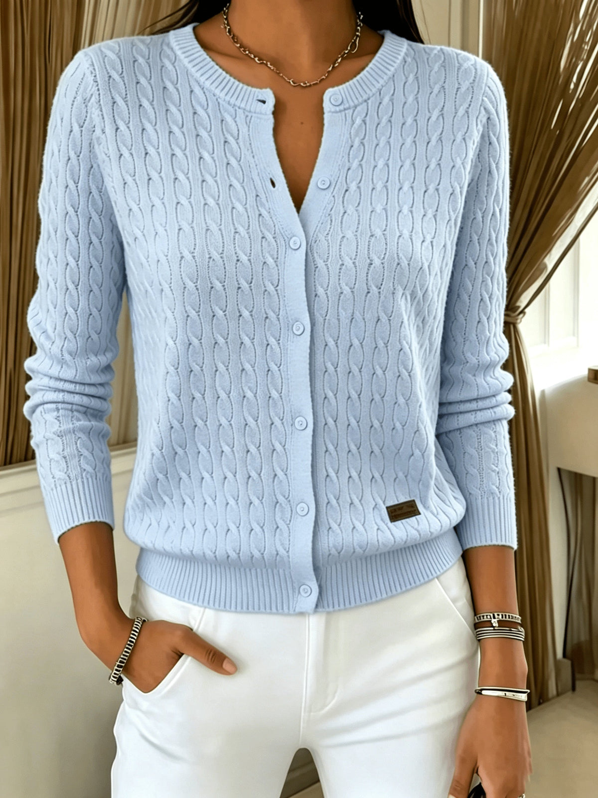 Tilde | Kabelstrikket cardigan med knap