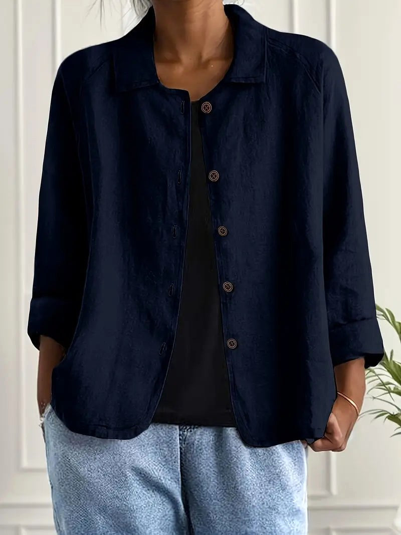 Cerisette | Marineblå oversized skjortebluse