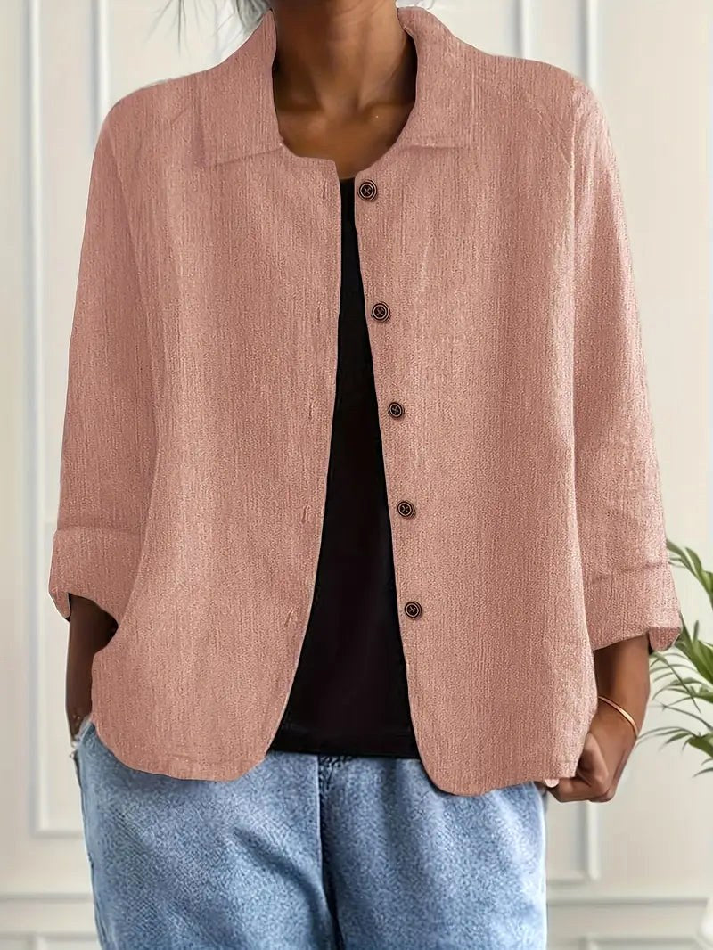 Zenaide | Rosa crinkle-skjortebluse med knapper