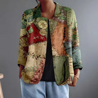 Katalin | Oversized skjortebluse med patchworkprint