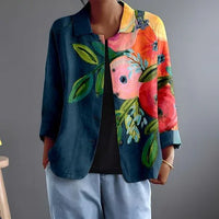 Persephone | Oversized skjortebluse med asymmetrisk valmueprint