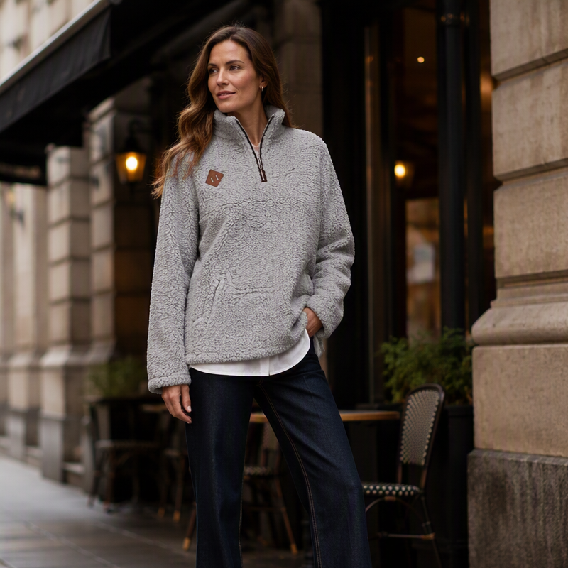 Liva | Lun oversized pullover med halv lynlås